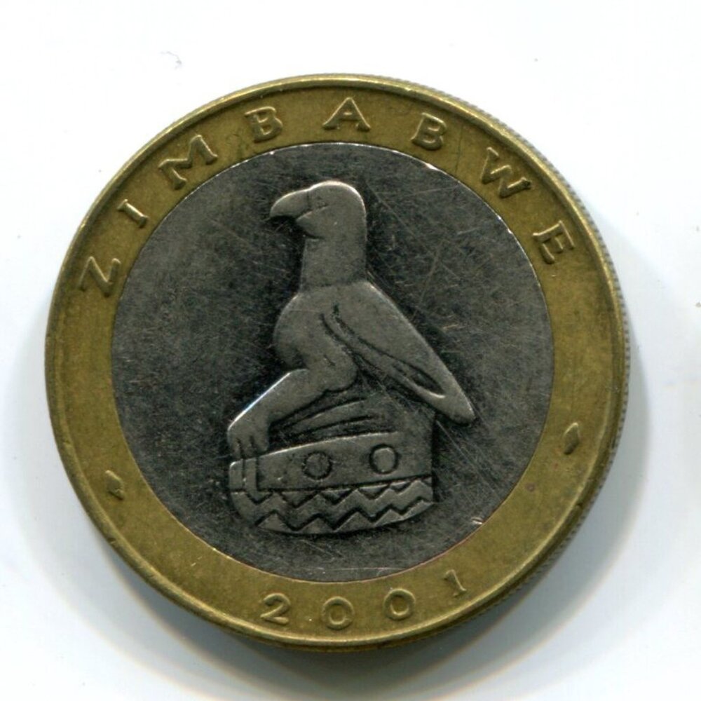 2001 Zimbabwe Bimetallic Rhino $5 Coin (b489-10)